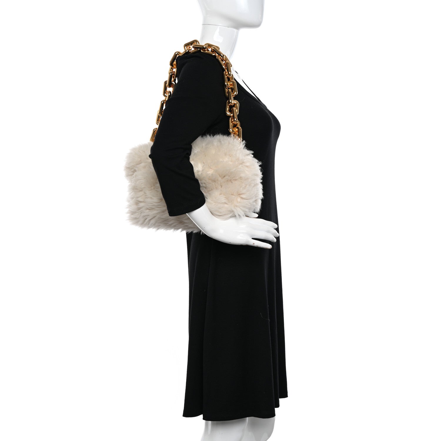 Bottega Veneta Shearling Lambskin The Pouch Chain White 2 of 11