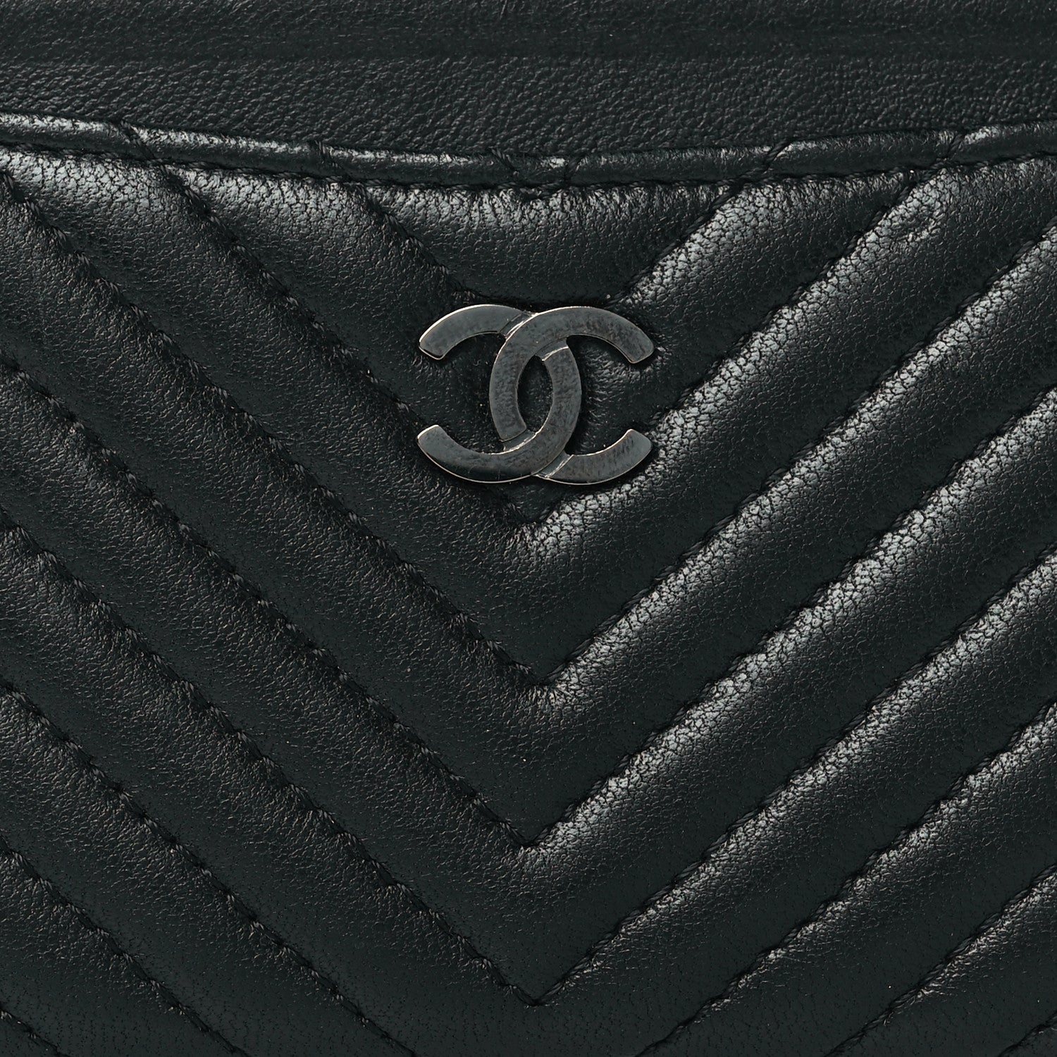 Chanel Lambskin Chevron Quilted Card Holder Black 9 of 10
