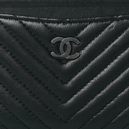 Chanel Lambskin Chevron Quilted Card Holder Black 9 of 10