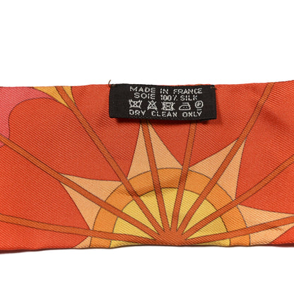 Hermes Silk Rose de Compas Twilly Orange Corail Jaune D'Or 3 of 4