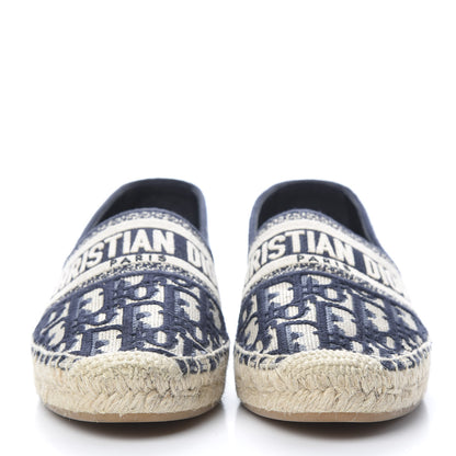 Christian Dior Oblique Embroidered Granville 15mm Espadrilles 38.5 Deep Blue 2 of 7