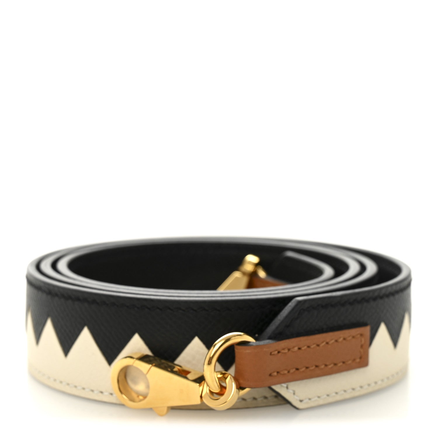 Hermes Epsom 30mm Tressage Au Galop Shoulder Strap Black Craie Gold 1 of 5