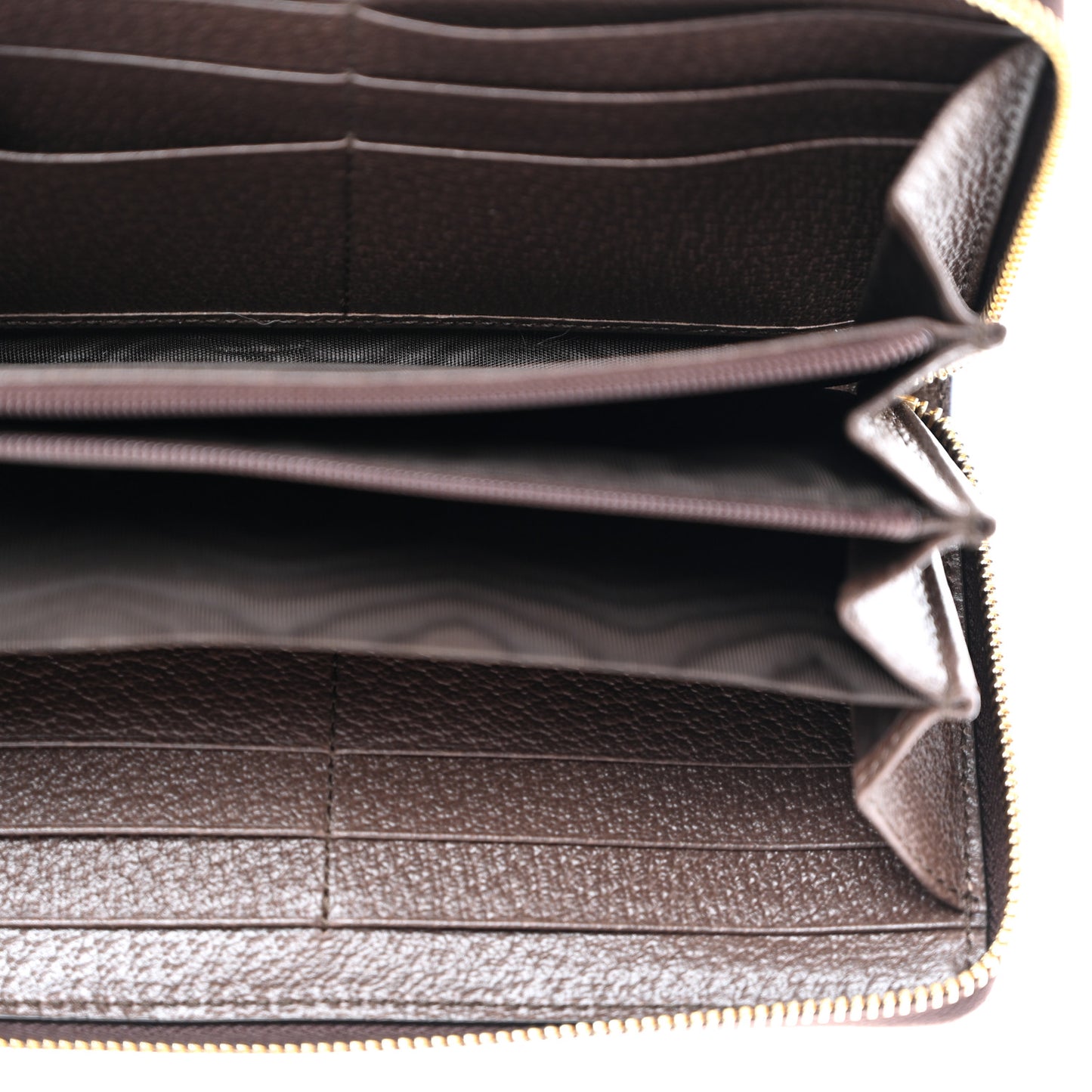GG Supreme Monogram Web Ophidia Zip Around Wallet Brown