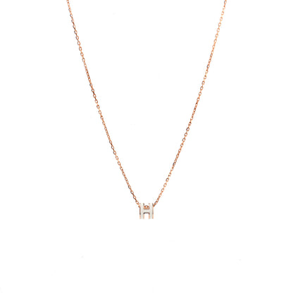Hermes Lacquered Rose Gold Mini Pop H Pendant Necklace White 1 of 6