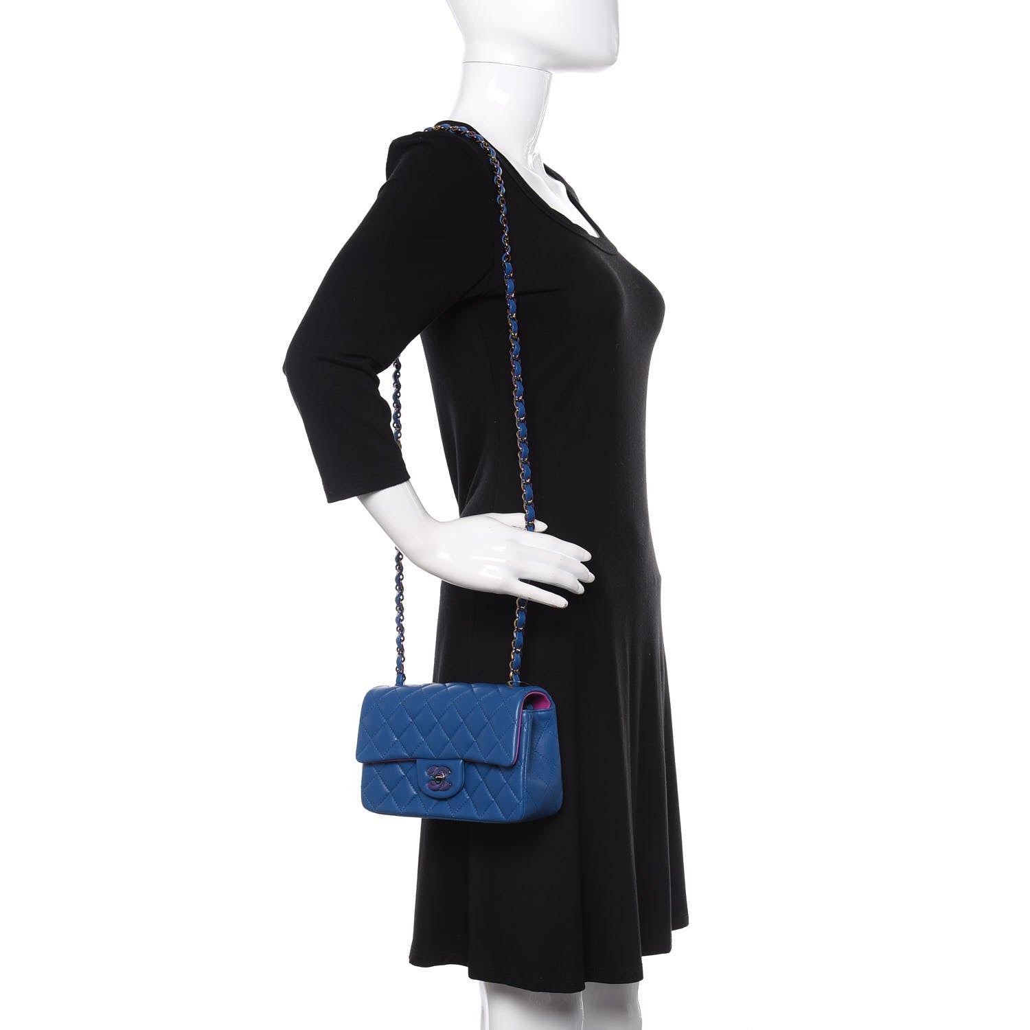 Chanel Lambskin Quilted Mini Rectangular Flap Blue Purple 2 of 11
