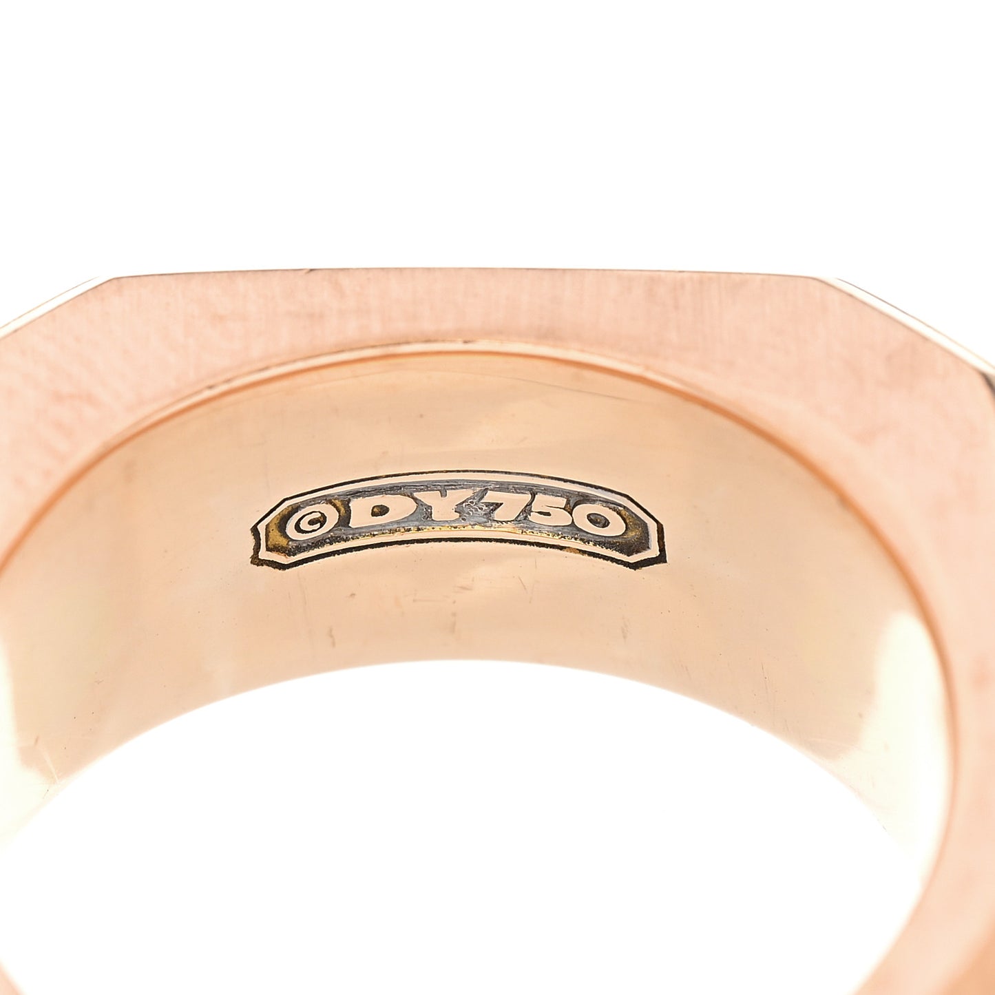 18K Rose Gold Cognac Diamond 10mm Streamline Signet Ring 60 9
