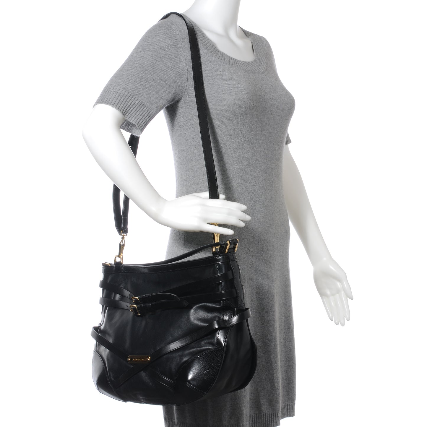 Lambskin Bridle Calfskin Small Dutton Hobo Black