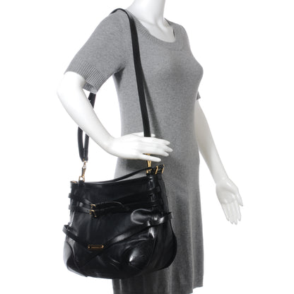 Burberry Lambskin Bridle Calfskin Small Dutton Hobo Black 2 of 8