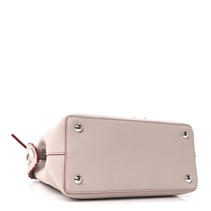 Fendi Vitello Baltico Nappa Flowerland Studded Small Dotcom Click Chain Satchel Grey Powder Multicolor 4 of 10