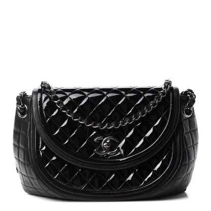 Chanel Lambskin Patent Classic Twist Crescent Flap Bag Black 1 of 10