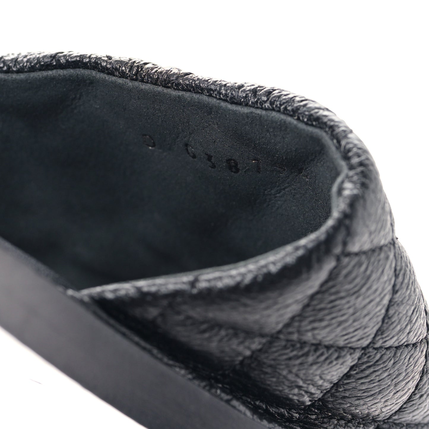 Shiny Goatskin Quilted CC Mules Sandals 39 Black