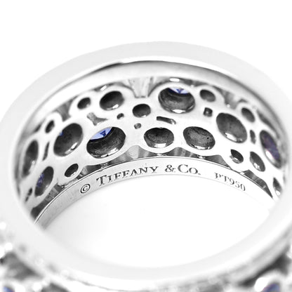 Tiffany Platinum Diamond Blue Sapphire Cobblestone Band Ring 47 4 4 of 4