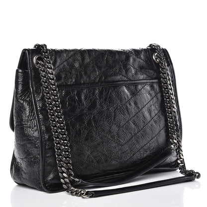 Saint Laurent Crinkled Calfskin Matelasse Monogram Medium Niki Chain Satchel Black 3 of 11