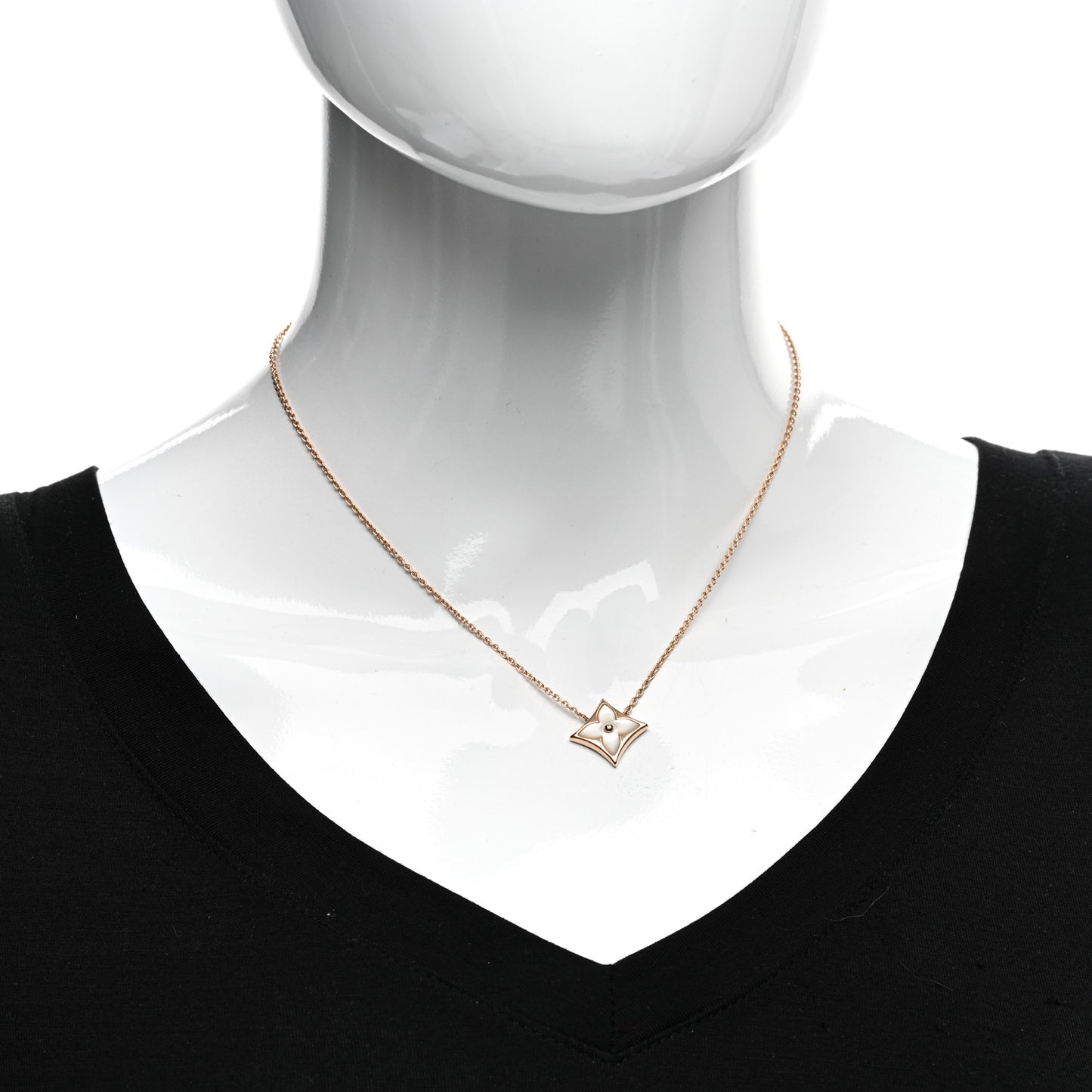 18K Pink Gold Mother Of Pearl Blossom Pendant Necklace