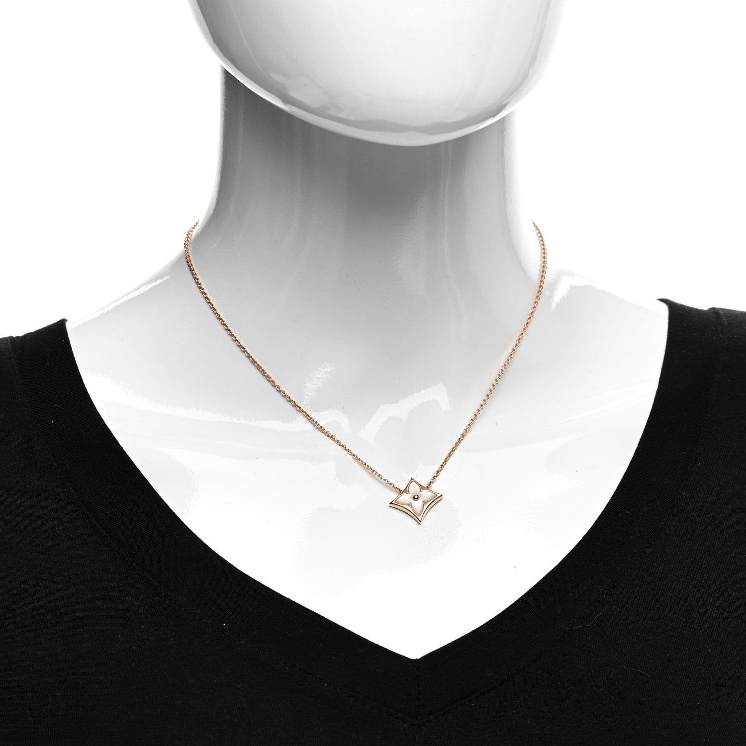 Louis Vuitton 18K Pink Gold Mother Of Pearl Blossom Pendant Necklace 2 of 5