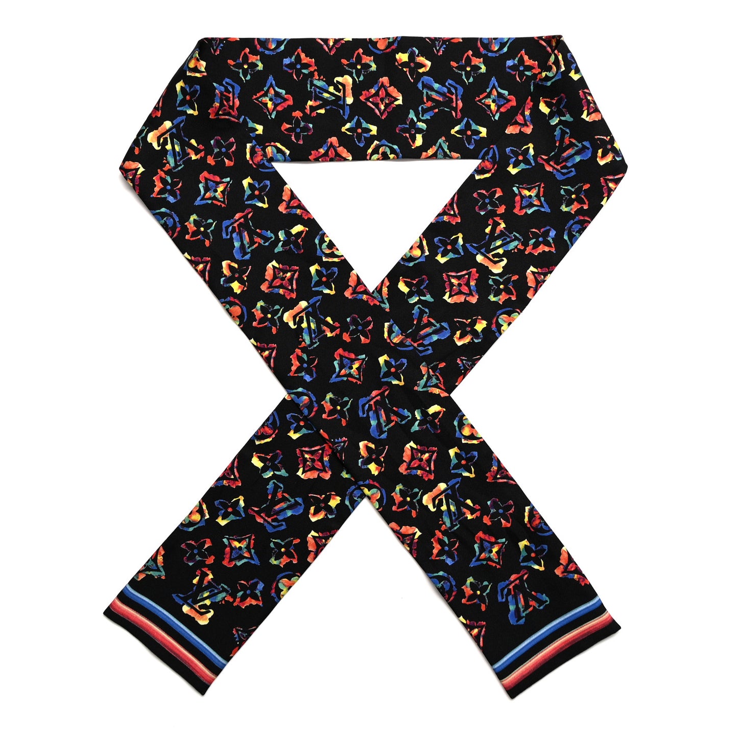 Silk Monogram Rainbow Bandeau Black