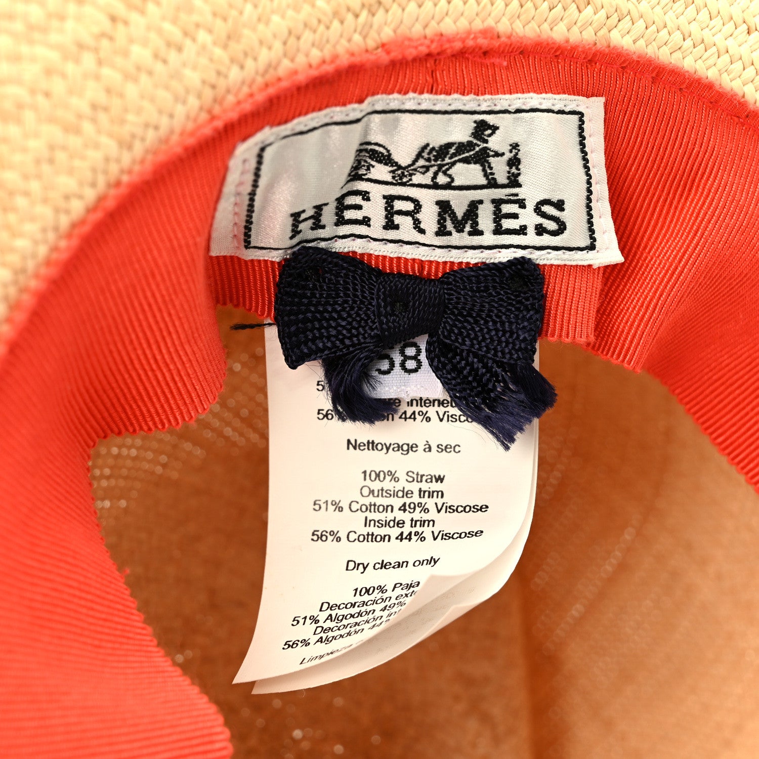 Hermes Straw Panama Hat 58 Natural 6 of 7