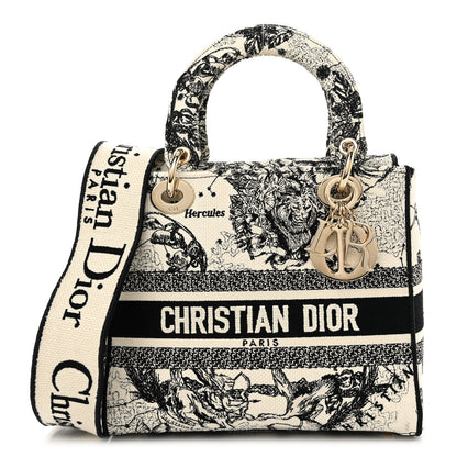 Christian Dior Canvas Embroidered Zodiac Toile De Jouy Medium Lady D-Lite Latte 1 of 11