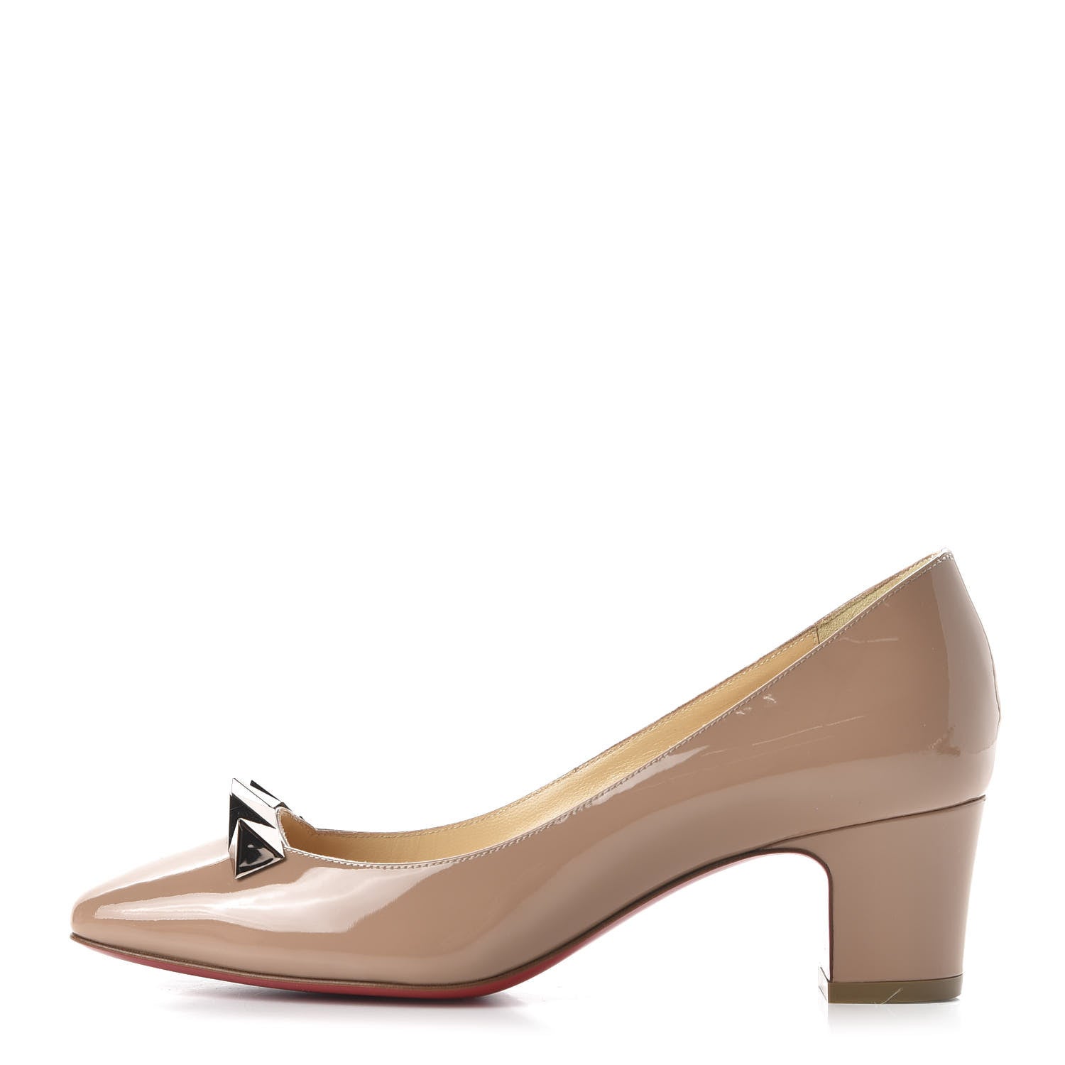 Christian Louboutin Patent Pyramidam 45 Pumps 36 Nude 1 of 8