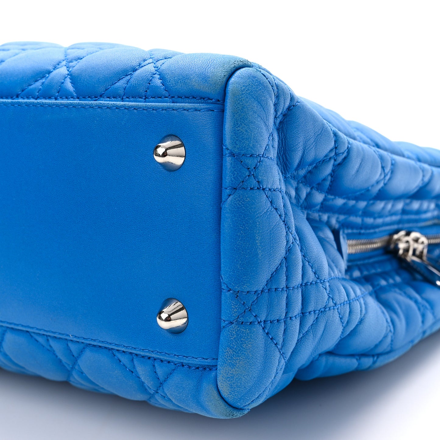 Lambskin Cannage Large Dior Soft Shopping Tote Blue