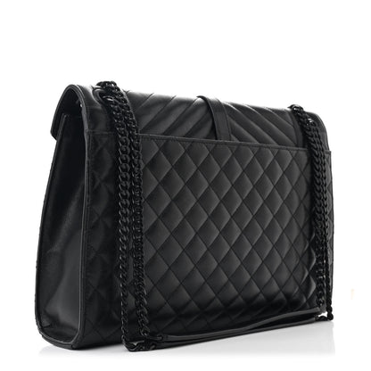 Saint Laurent Grain De Poudre Textured Mixed Matelasse Large Triquilt Monogram Monochrome Satchel Black 3 of 11