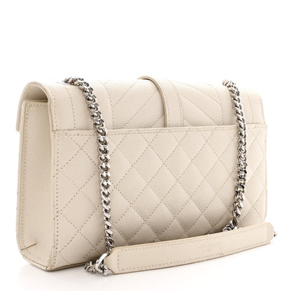 Saint Laurent Grain De Poudre Textured Mixed Matelasse Triquilt Small Monogram Satchel Crema Soft 3 of 12