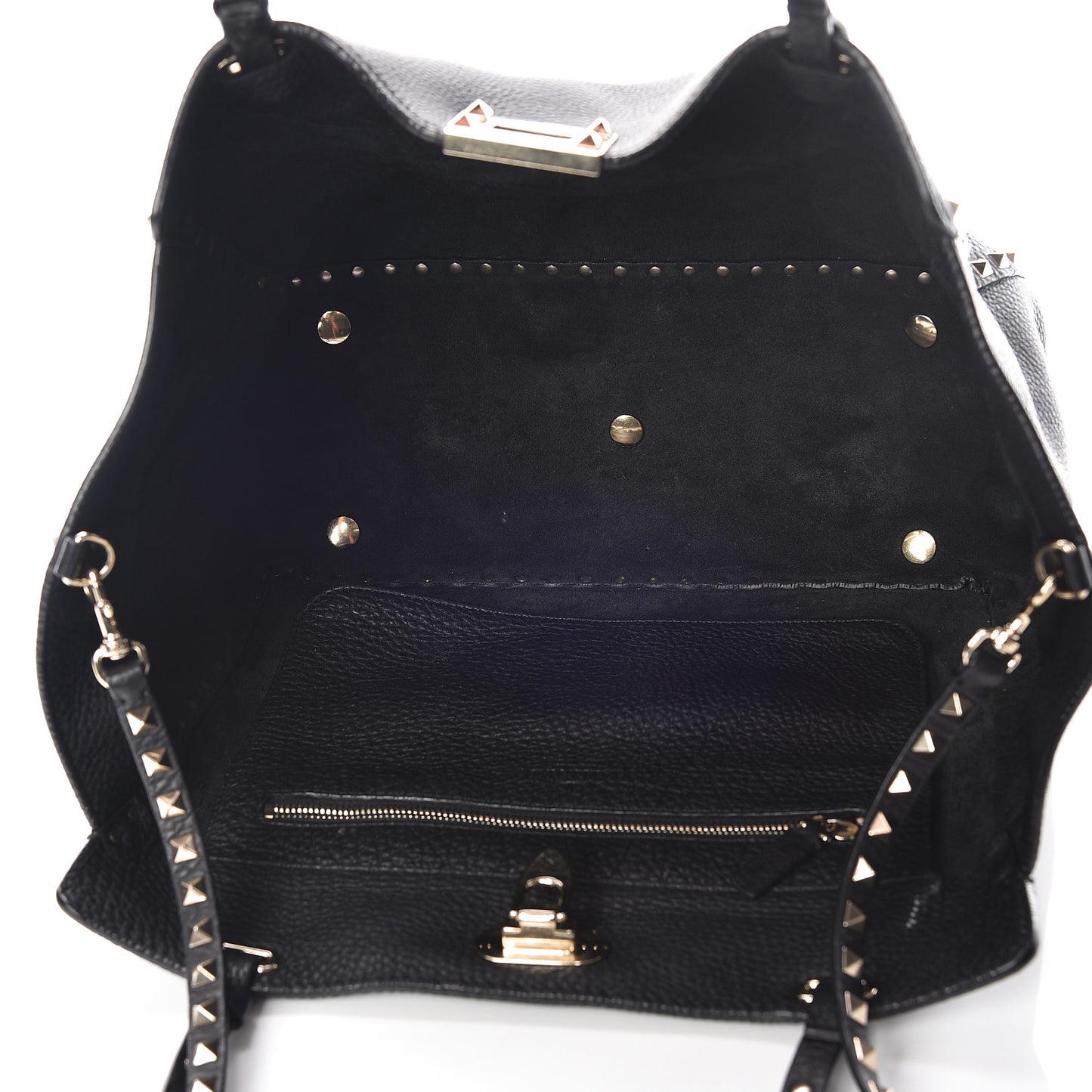 Alce Printed Calfskin Medium Rockstud Tote Black