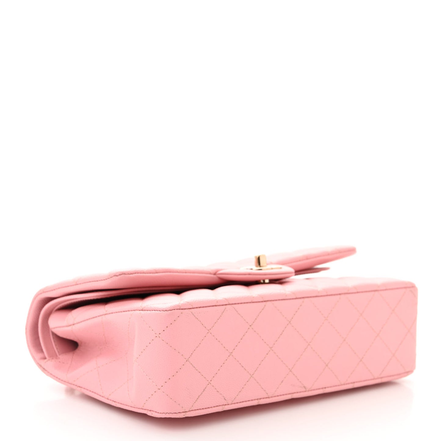 Caviar Quilted Medium Double Flap Light Pink