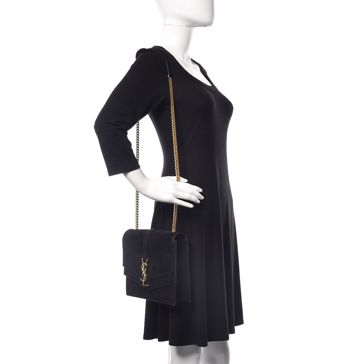Saint Laurent Suede Sulpice Monogram Medium Shoulder Bag Black 2 of 16