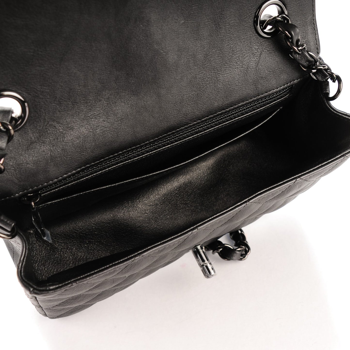Calfskin Quilted Mini Rectangular Flap So Black