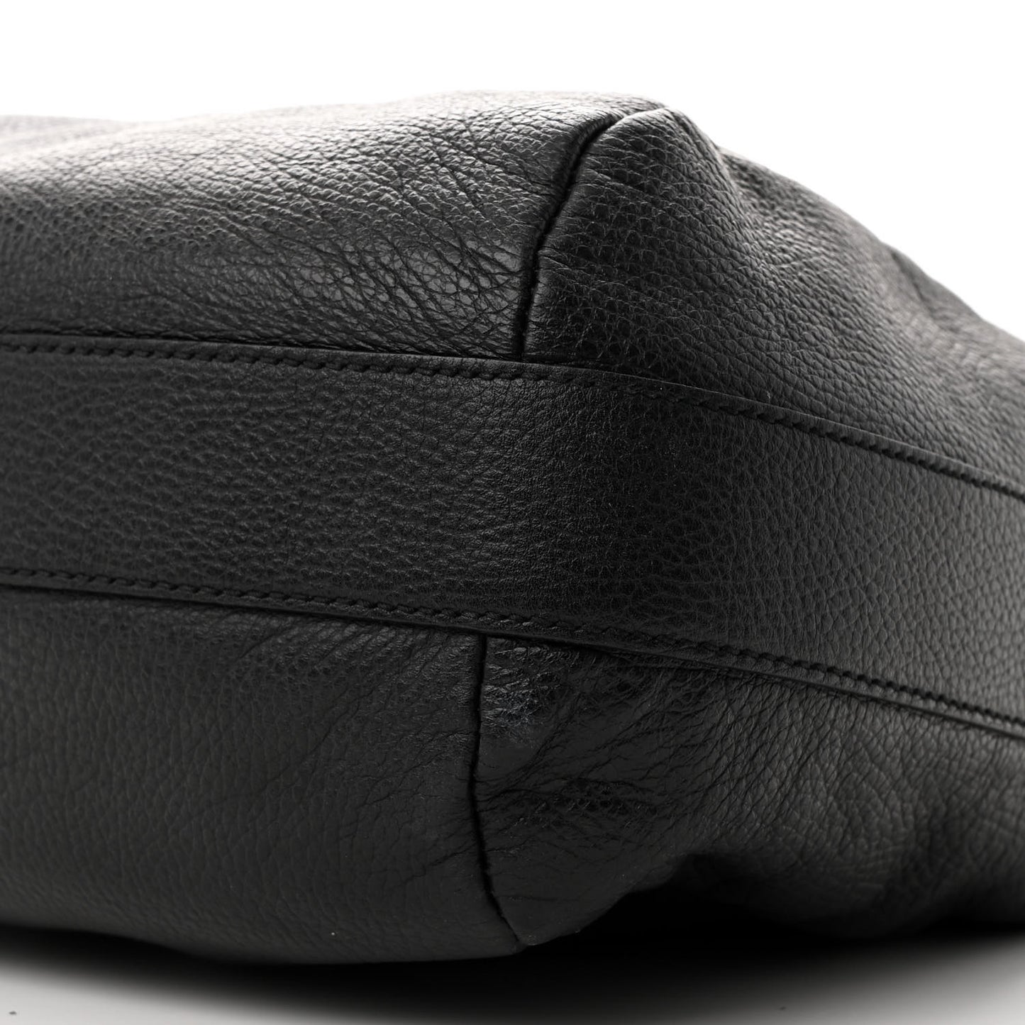 Grained Calfskin Bamboo Bar Hobo Black