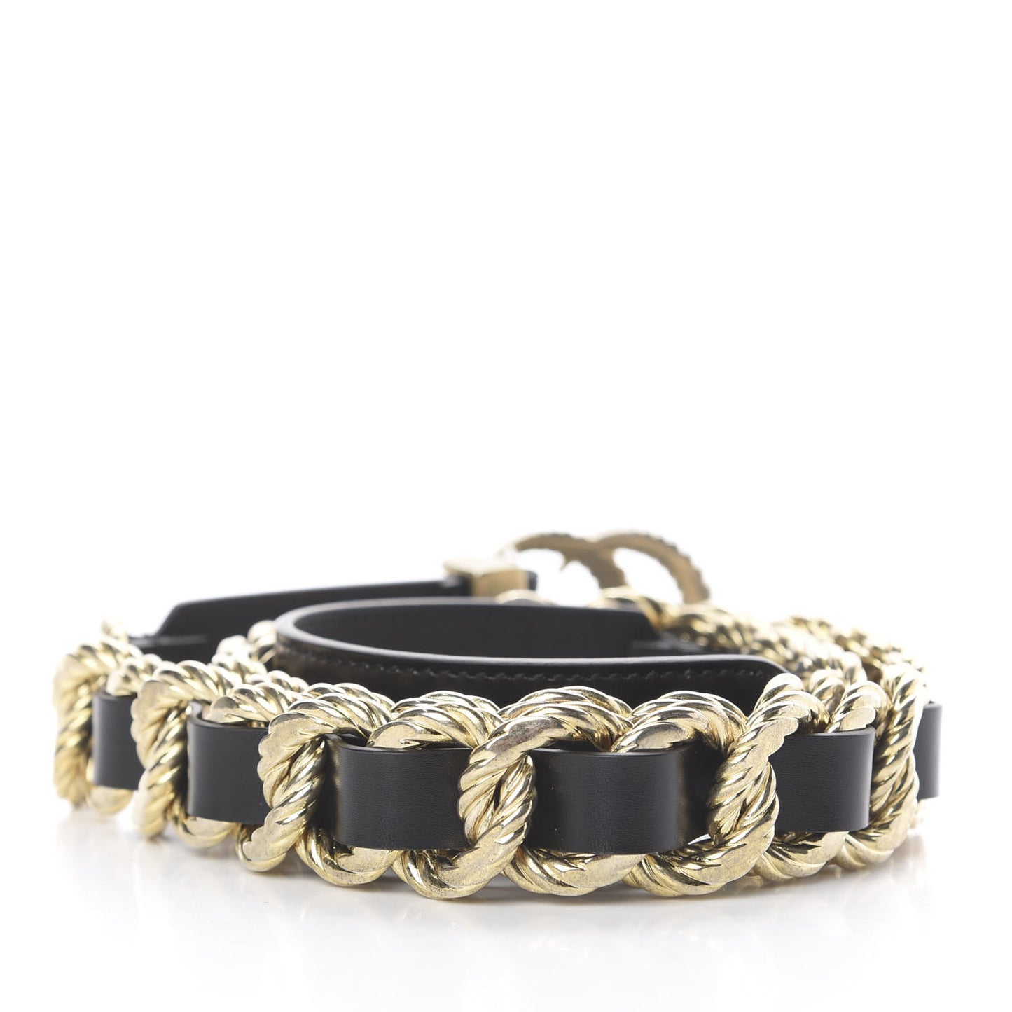 Calfskin Torchon Double G Chain 25mm Belt 85 34 Black