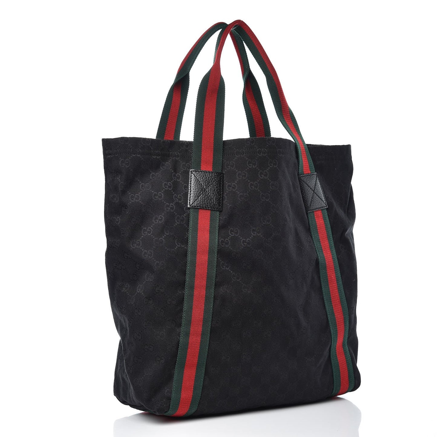 GG Monogram Medium Web Handle Vertical Tote Black