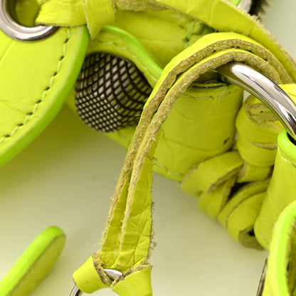 Balenciaga Extra Supple Calfskin Crocodile Embossed Le Cagole Shoulder Bag XS Fluo Yellow 12 of 13