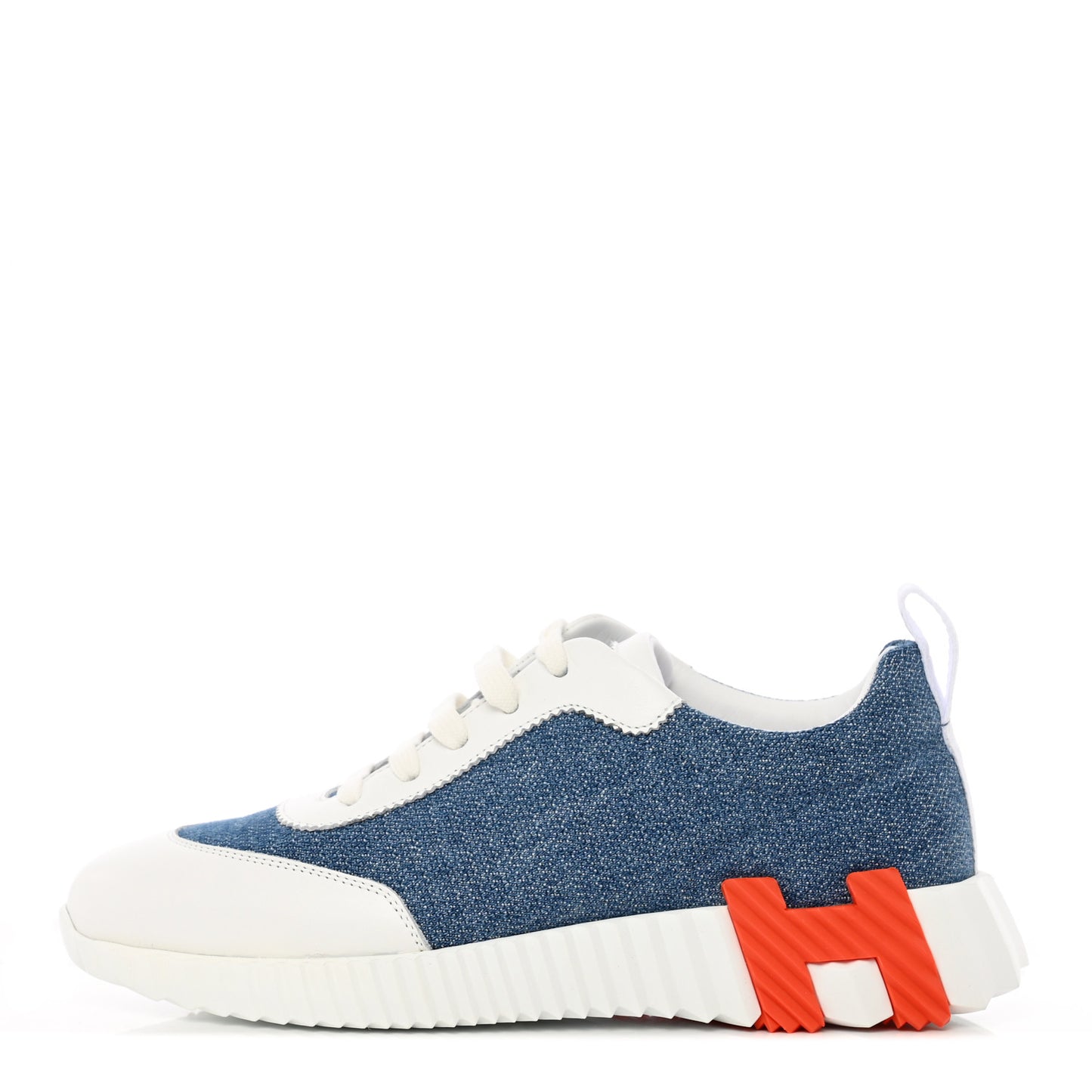 Denim Suede Goatskin Bouncing Sneakers 37 Bleu Clair White