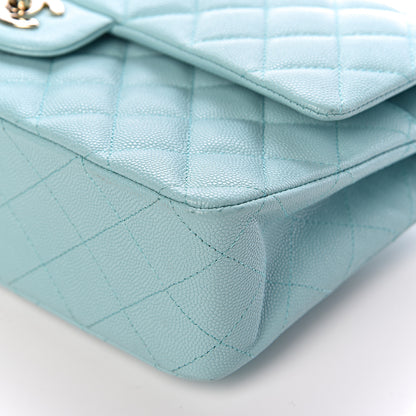 Chanel Caviar Quilted Medium Double Flap Light Blue 9 of 14