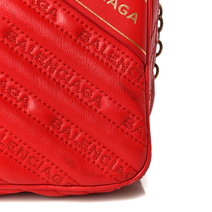 Balenciaga Calfskin Logo Matelasse Chain Strap Blanket Reporter XS Rouge Tango 14 of 19