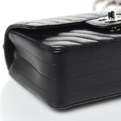 Chanel Caviar Chevron Quilted Mini Rectangular Flap Black 8 of 9