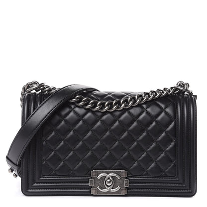 Chanel Lambskin Quilted Medium Boy Flap Black 1 of 13