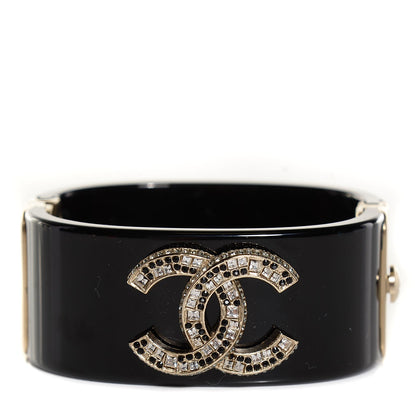 Chanel Resin Baguette Crystal CC Cuff Black 1 of 7