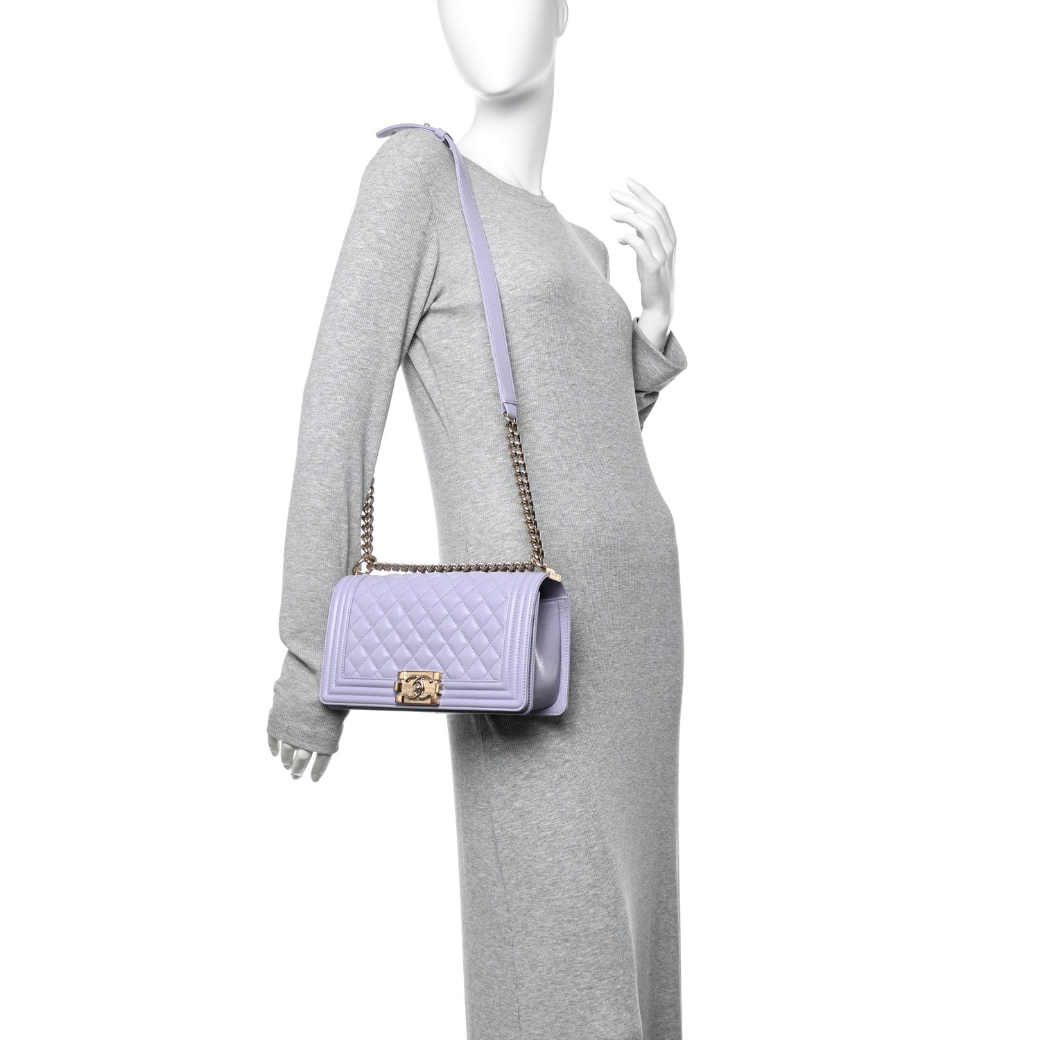 Chanel Caviar Quilted Medium Boy Flap Light Purple 2 of 10