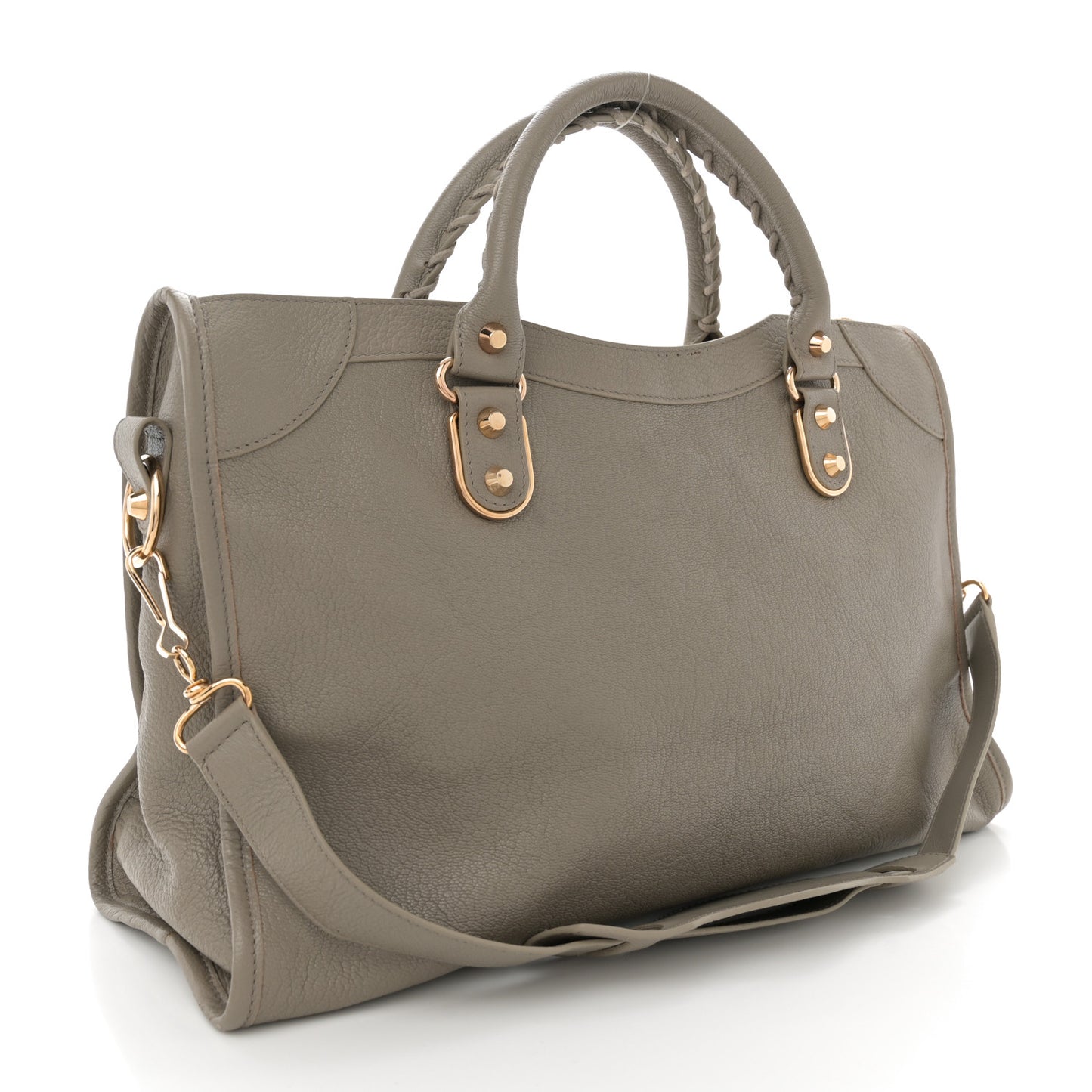 Chevre Gold Metallic Edge Hardware City Gris Taupe