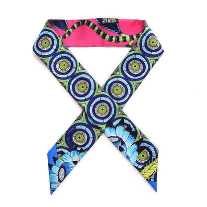 Hermes Silk The Savana Dance Twilly Rose Indien Indigo Vert 1 of 5