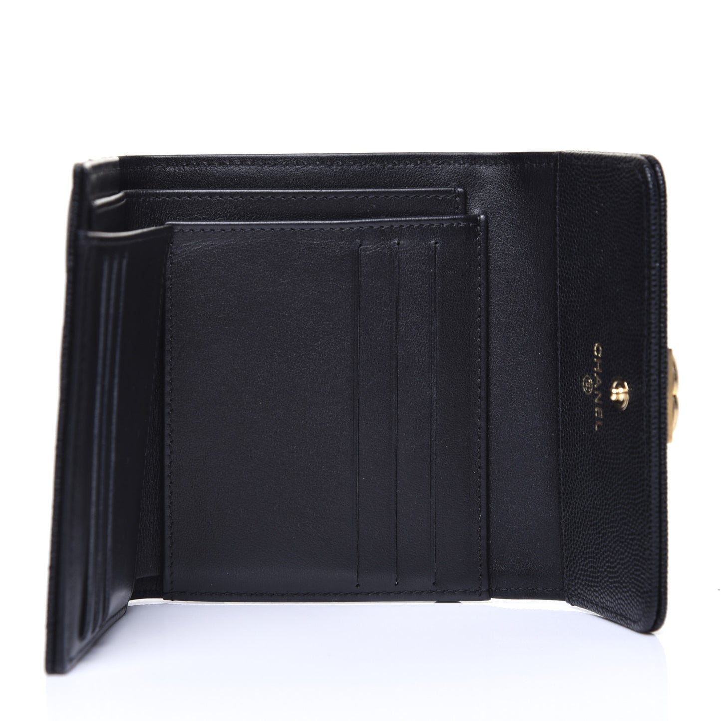 Caviar Quilted Compact Boy Wallet Black