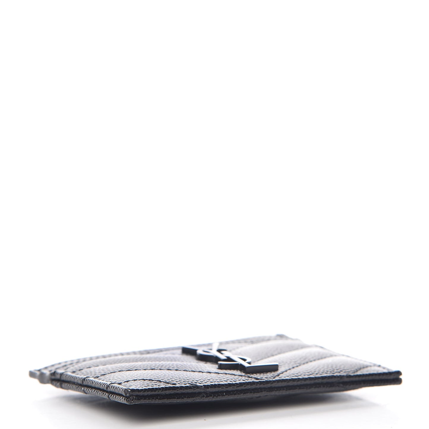 Grain De Poudre Matelasse Chevron Monogram Credit Card Case Black
