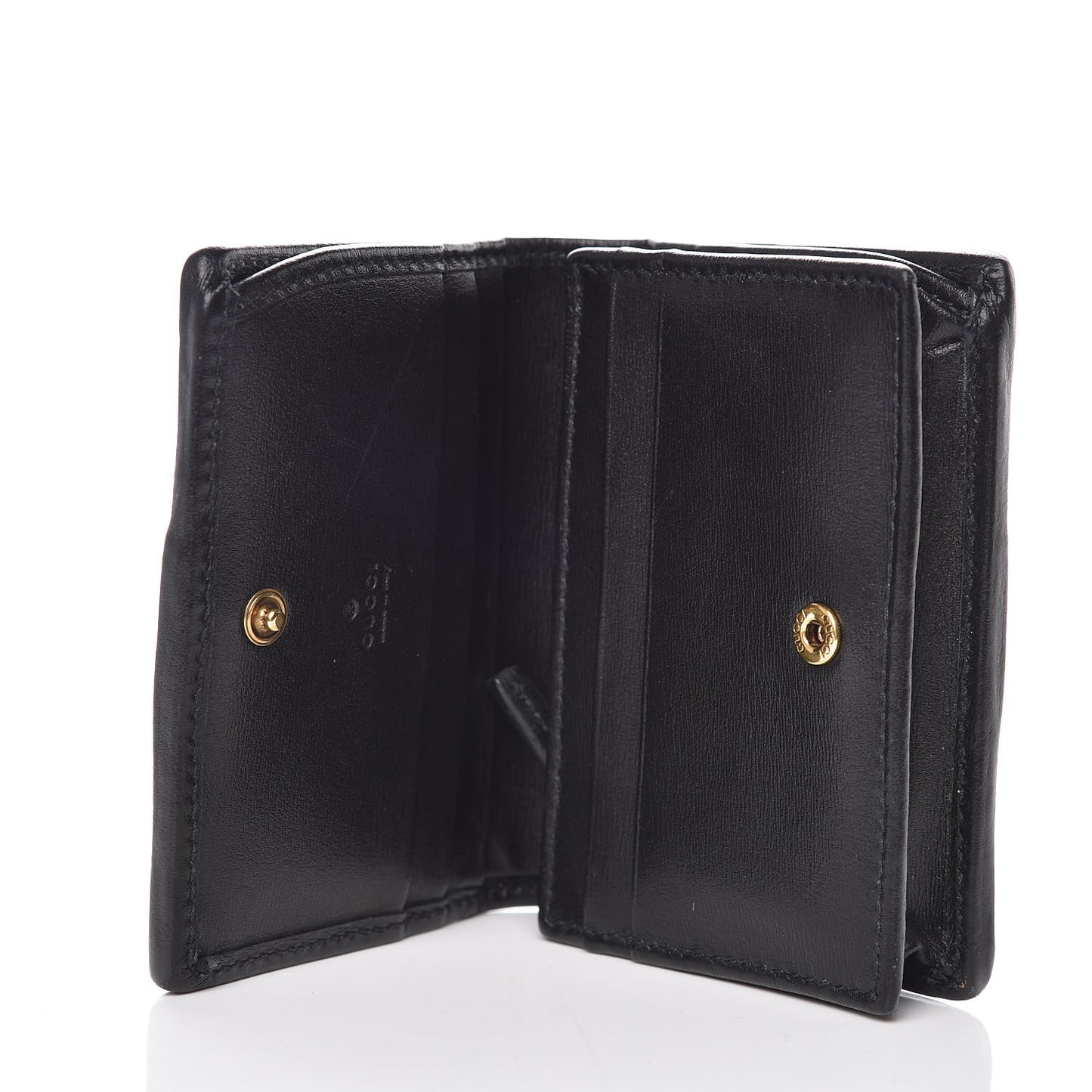 Calfskin Web Trapuntata GG Marmont Card Case Wallet Black