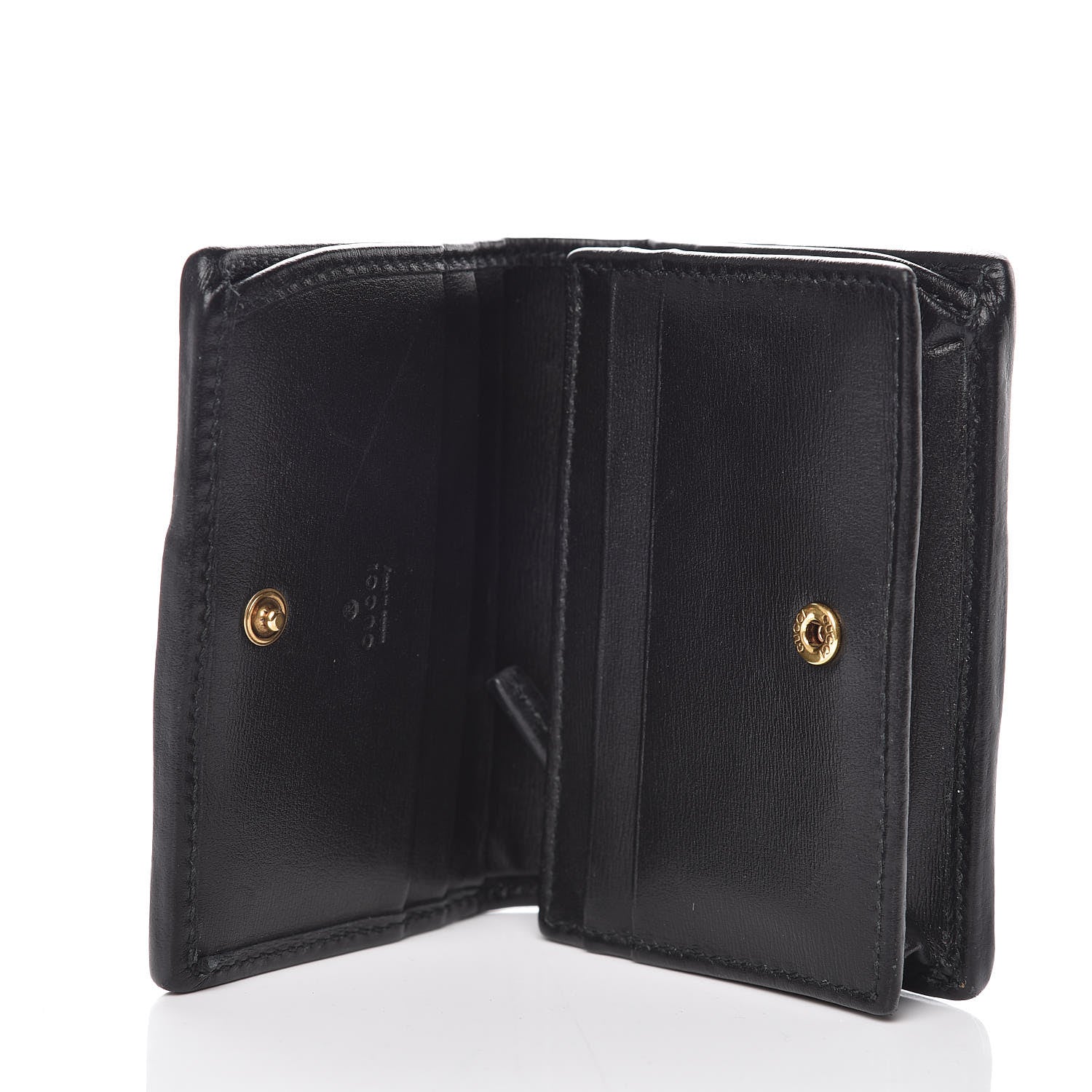 Gucci Calfskin Web Trapuntata GG Marmont Card Case Wallet Black 5 of 8