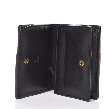 Gucci Calfskin Web Trapuntata GG Marmont Card Case Wallet Black 5 of 8