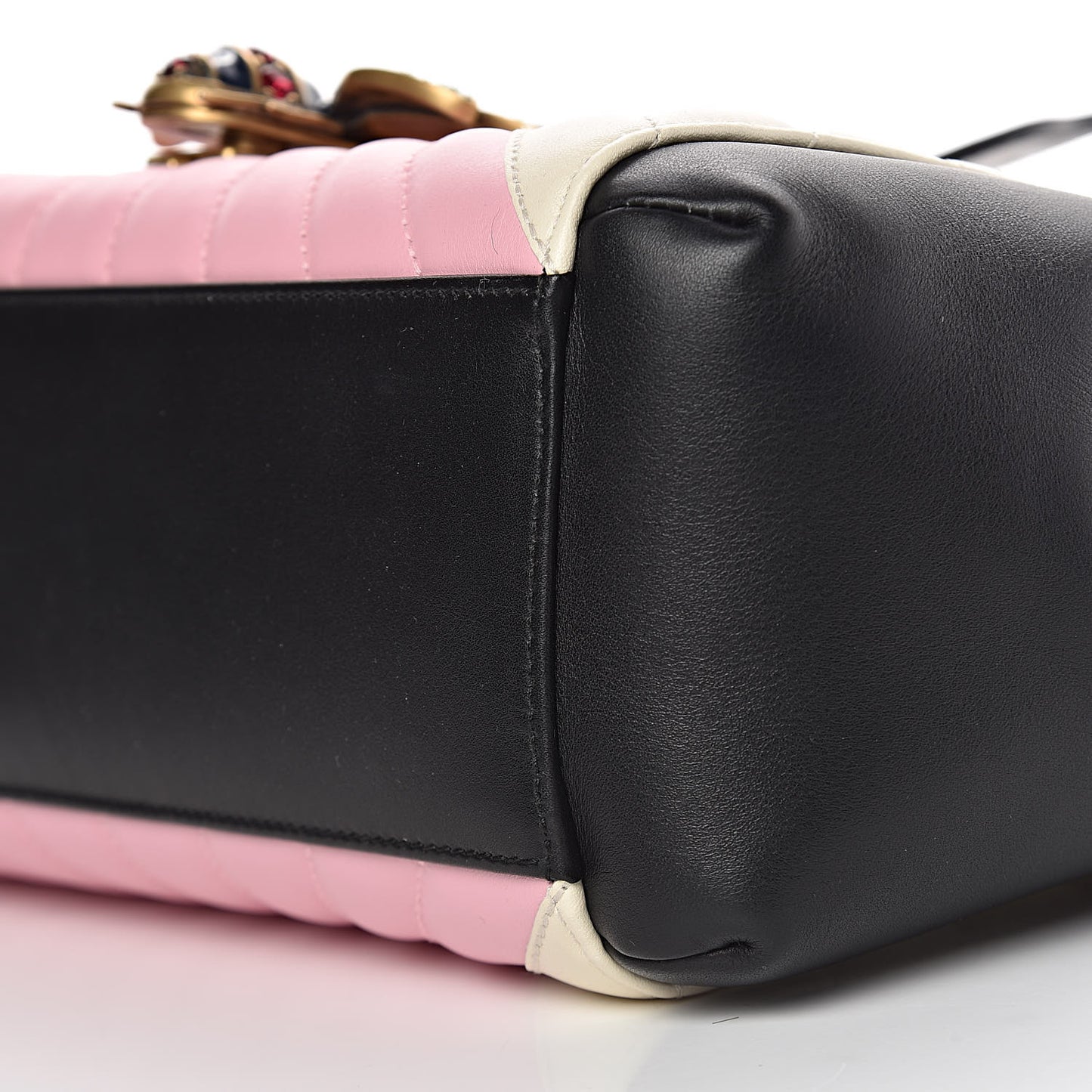 Calfskin Bamboo Trapuntata Queen Margaret Top Handle Bag Blue Agata Hibiscus Red Mystic White Sugar Pink