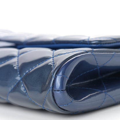 Chanel Patent Quilted Clutch with Chain Flap Blue Roi 8 of 8